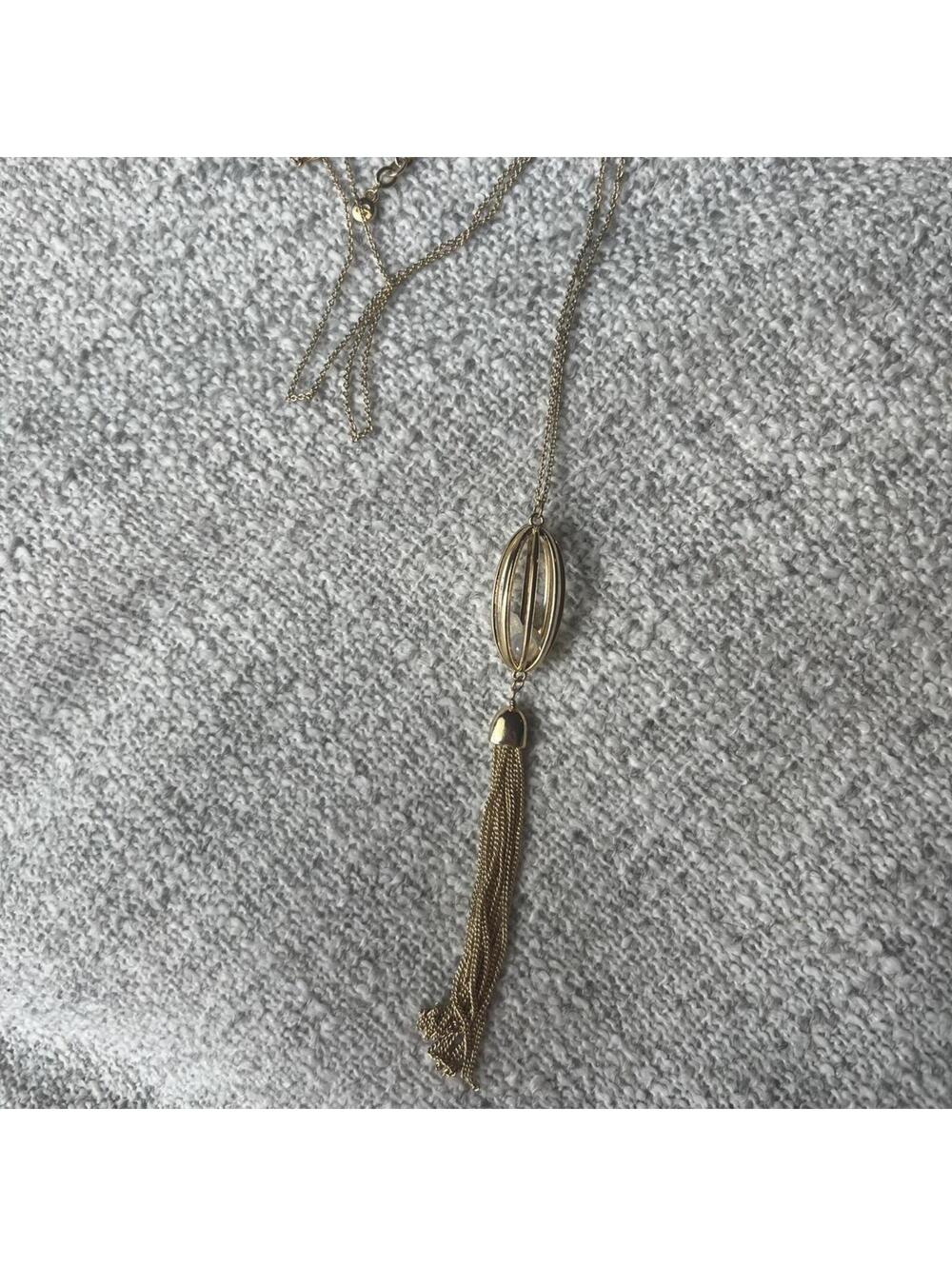 Vintage Caged Moonstone Long Tassel Pendant Necklace